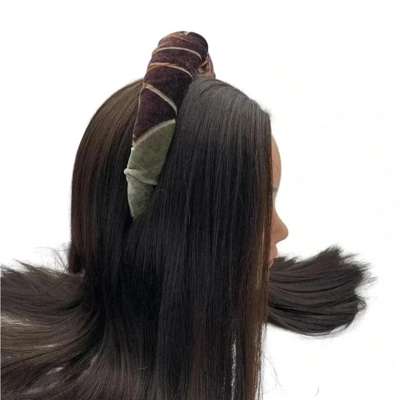 Crushed Velvet Crown Handcrafted Elegant Headband Holiday Hair Accessory - Picture 1 of 7